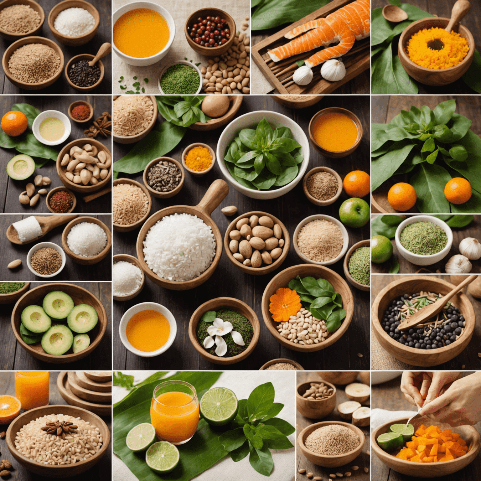 A collage of various wellness treatments including massage, facial, yoga, and healthy eating. The image conveys a sense of holistic well-being and relaxation.